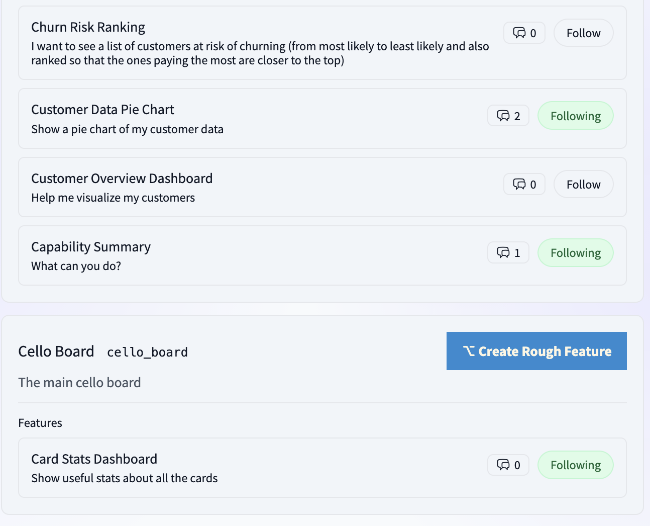 Manage features